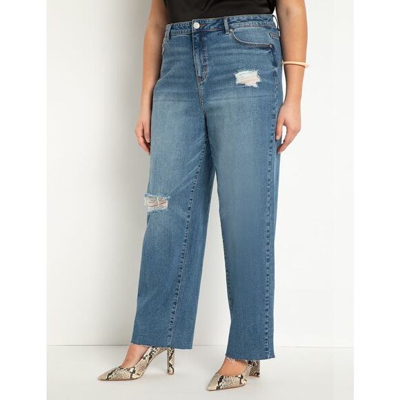 NEW Eloquii Denim Viola fit Straight leg distressed blue jean size 22 NWT - Picture 1 of 8